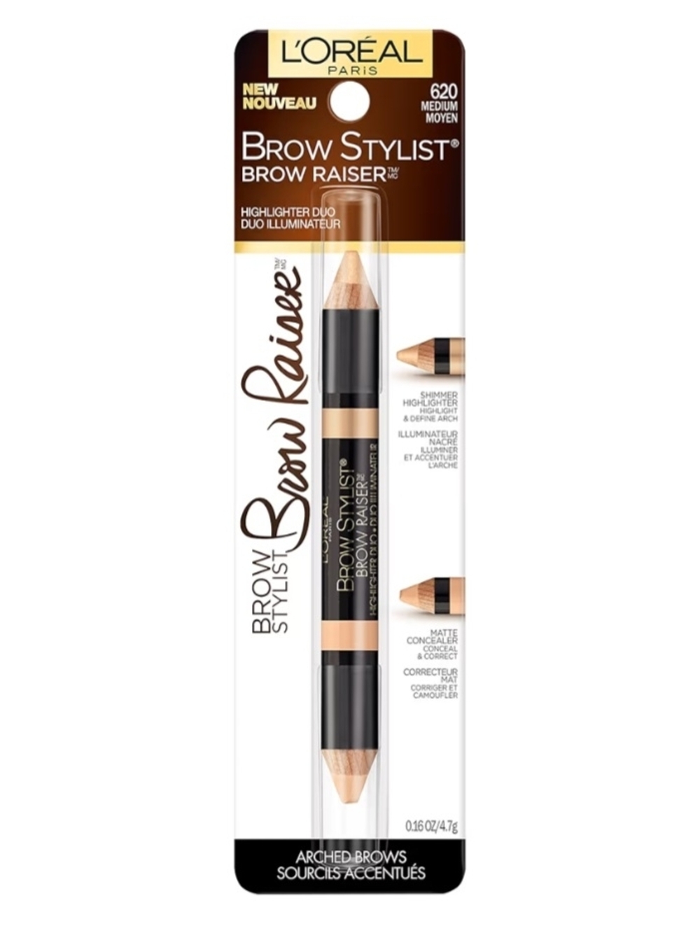 L’Oréal Paris Cosmetics Stylist Brow Raiser Highlighter Duo, Medium, 0.16 Ounce